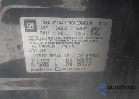 2013 Buick Encore Convenience z USA, uszkodzony, nr VIN KL4CJBSB1DB161529